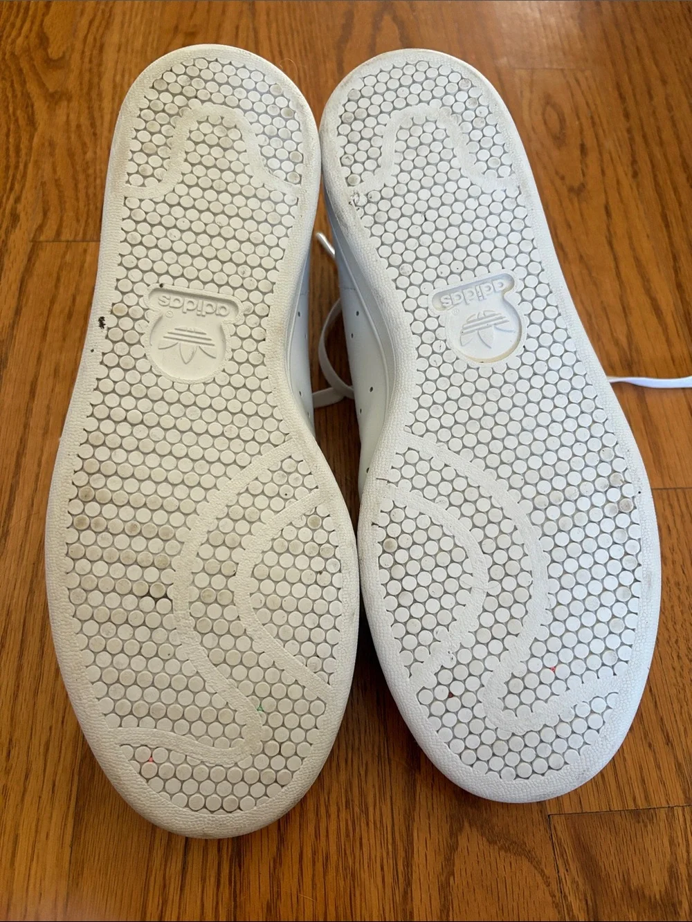 adidas White Leather Sneakers with Green Heel Accents